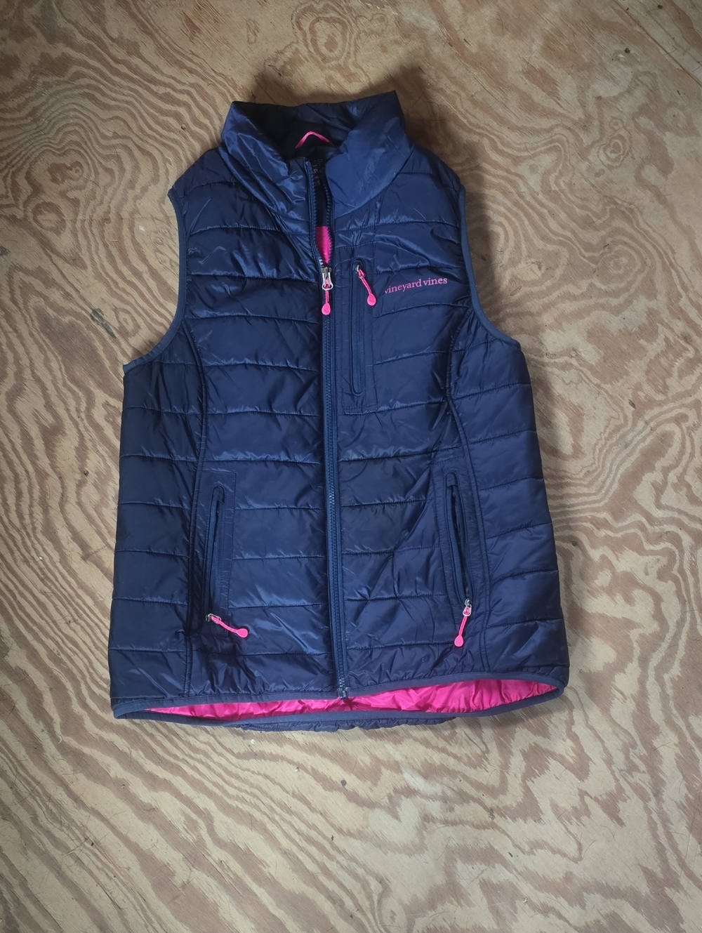 Vineyard Vines Navy Vest with Pink Trim for Kids